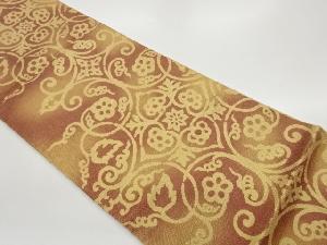 華文に花唐草模様織出し全通袋帯